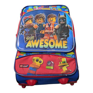 LEGO Movie 2 Carry on Suitcase Kids Rolling Luggage 18 Inch Blue Collector Case